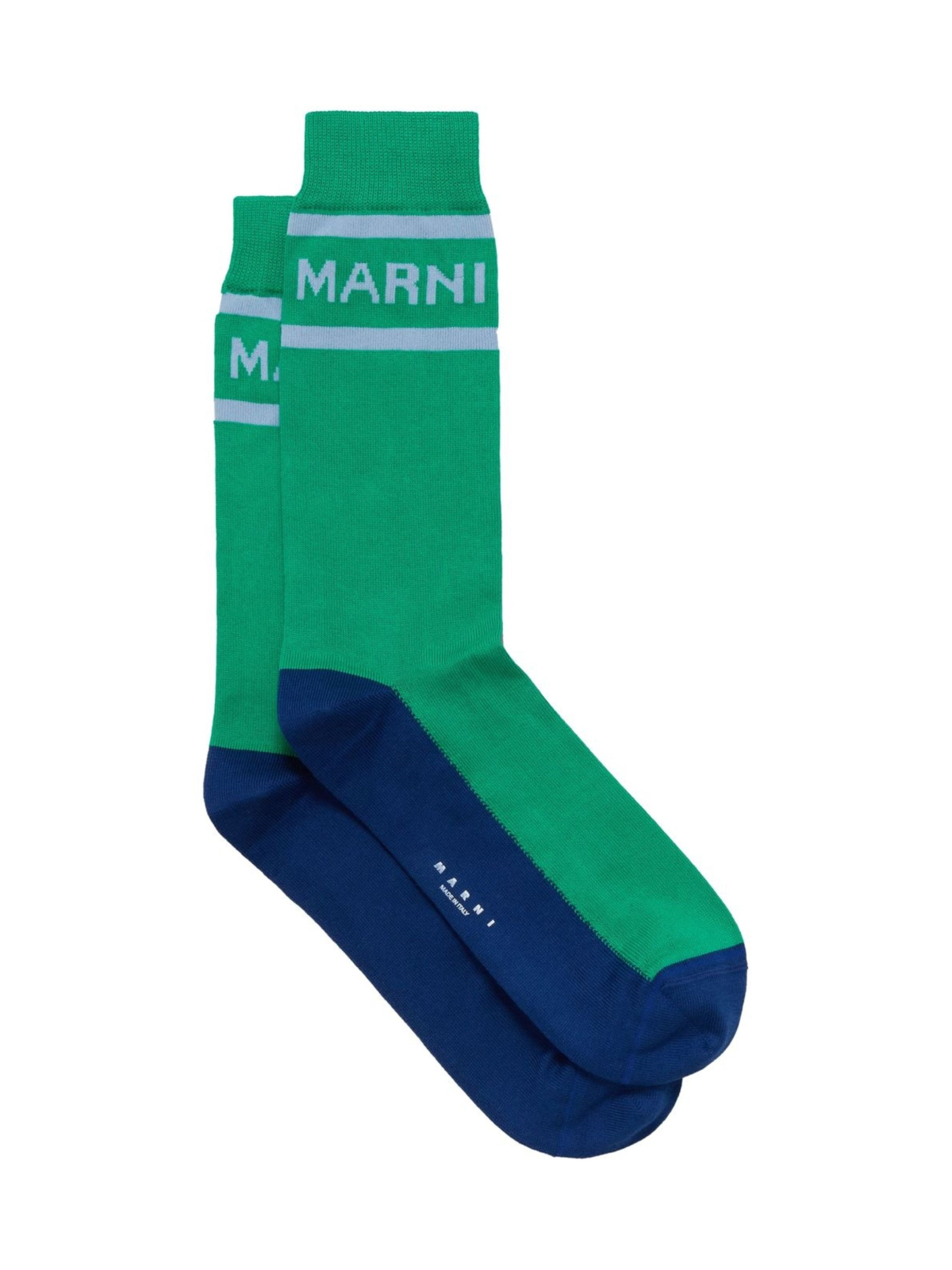 Marni Green Logo Intarsia Color Block Socks