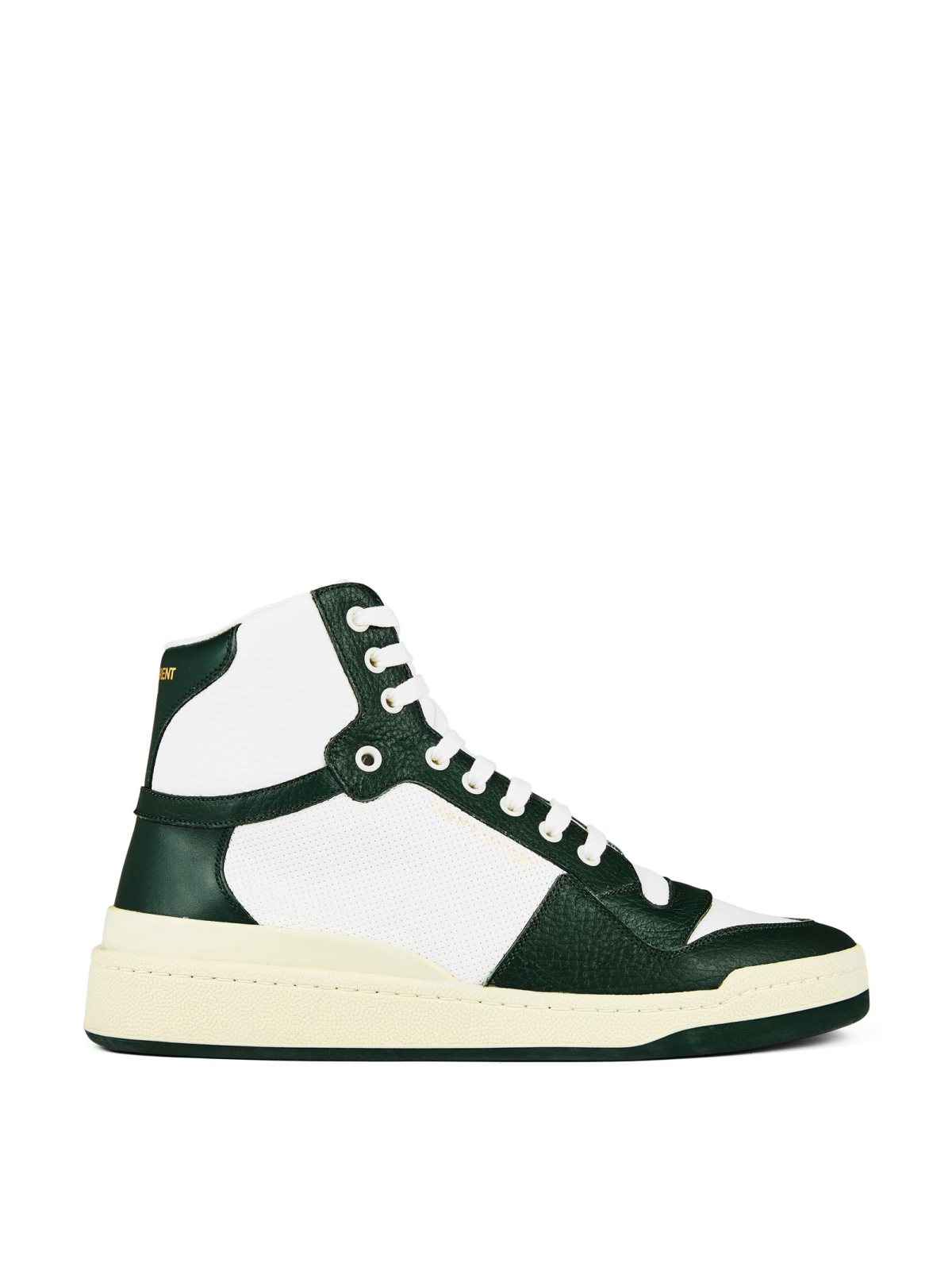 Saint Laurent Green Sl24 Logo Mid Top Sneakers