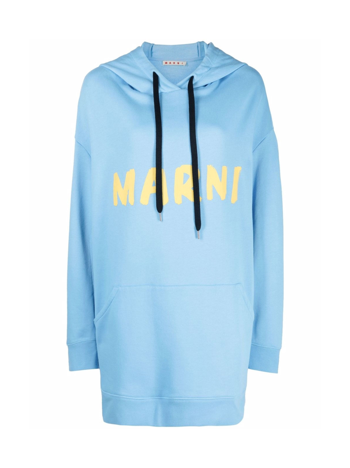 Marni Blue Longline Logo Hooded Sweatshirt