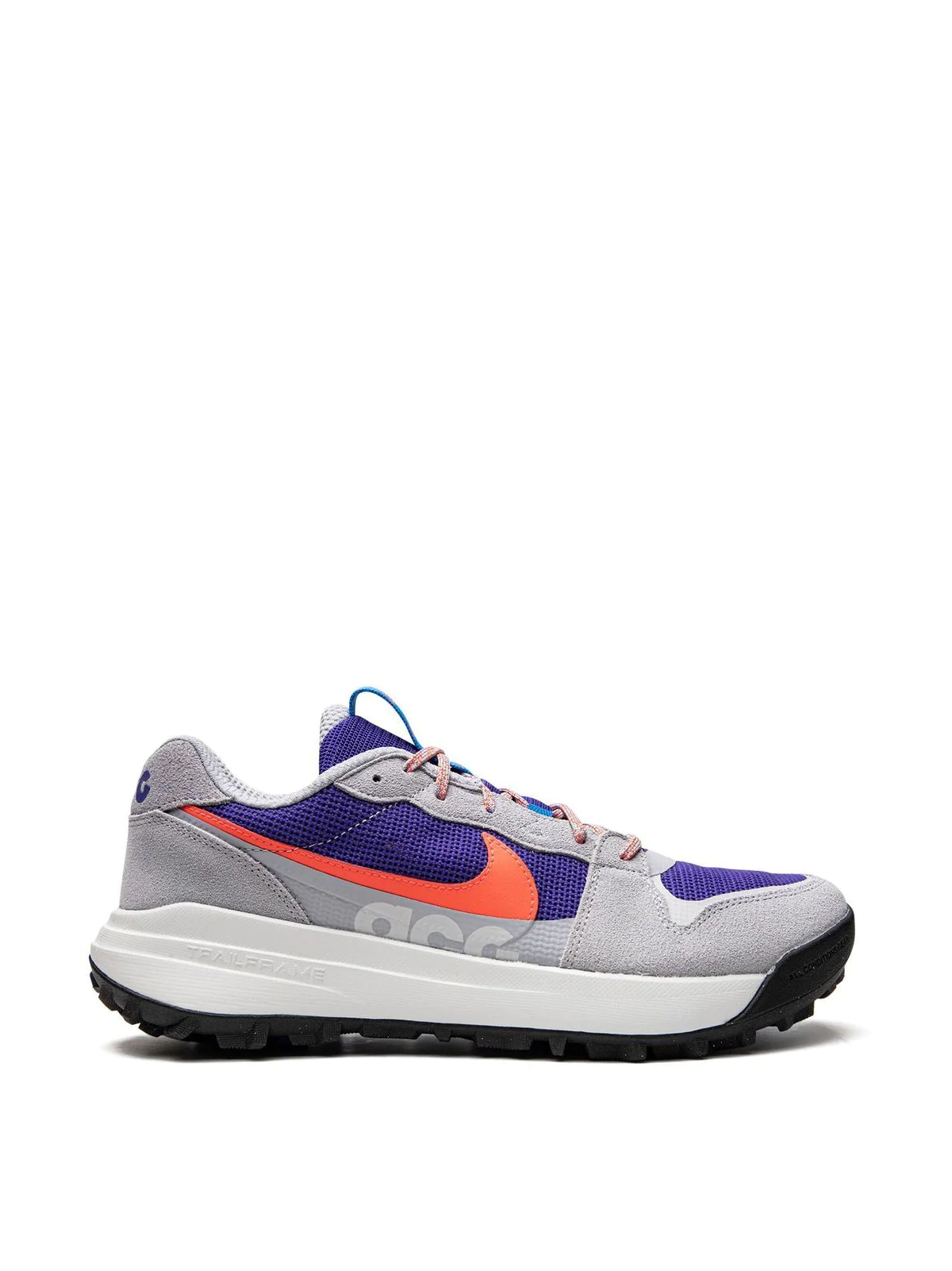 Nike Wolf Grey and Bright Crimson Indigo Burst ACG Lowcate Sneakers