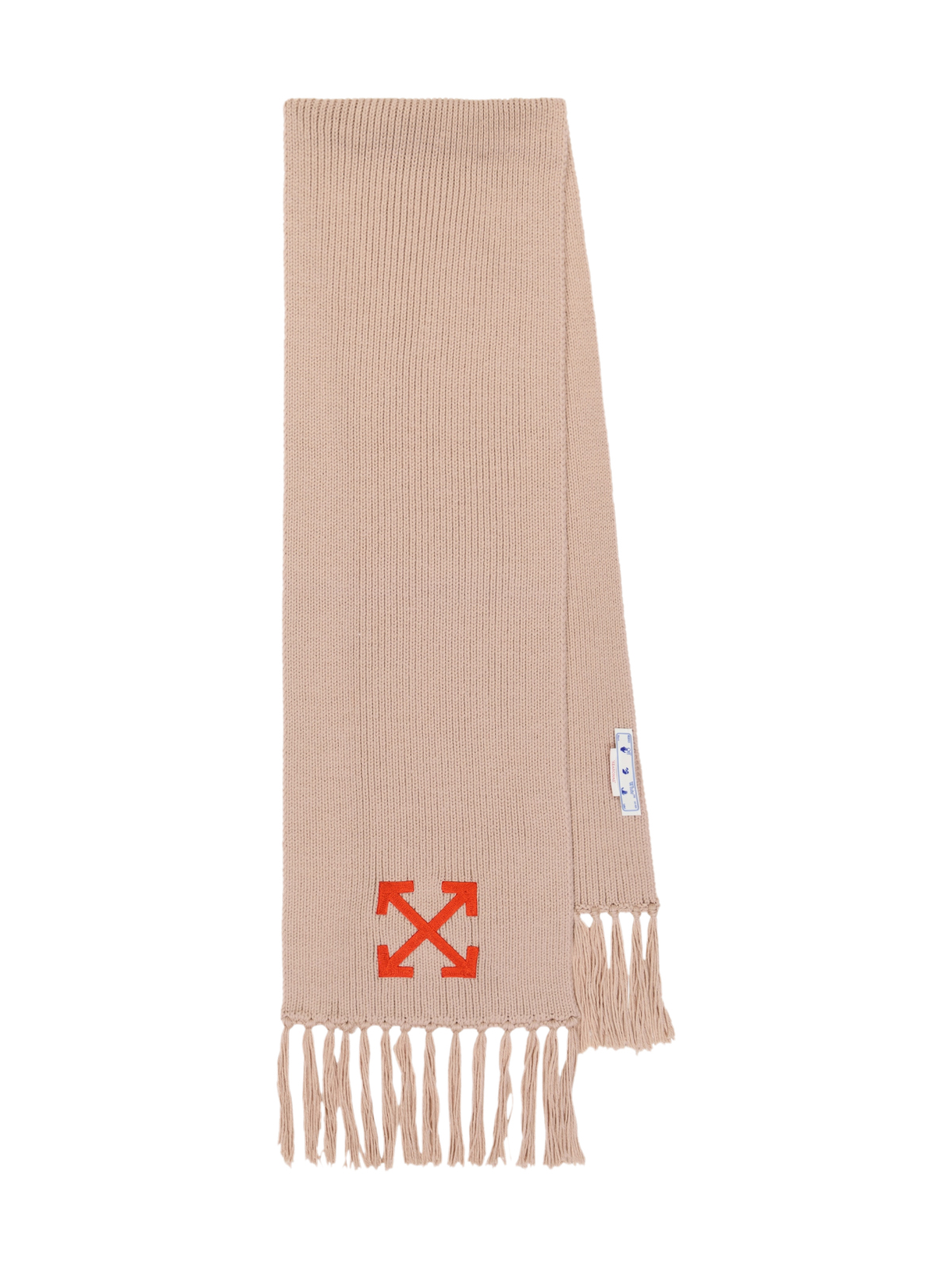 Off White Nude and Orange Arrow Logo Ribbed Scarf