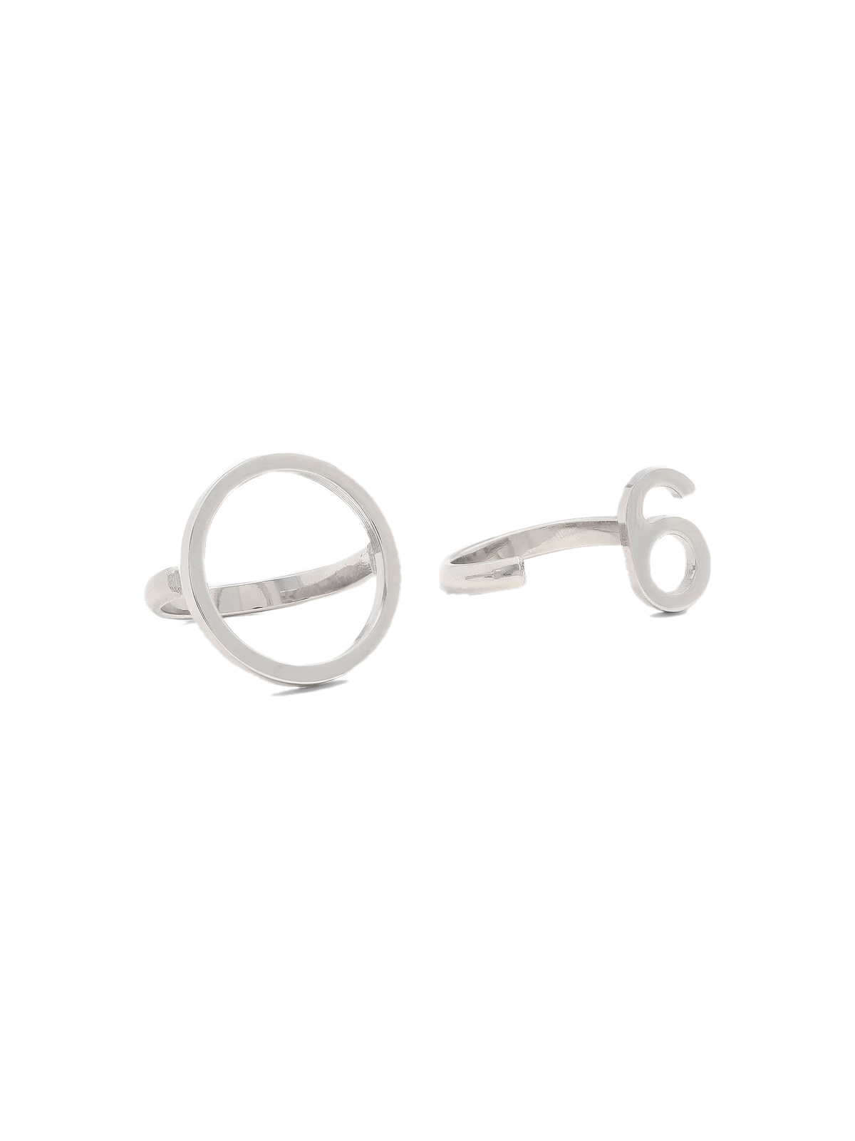 Maison Margiela Set of 2 Silver 6 Logo Ring