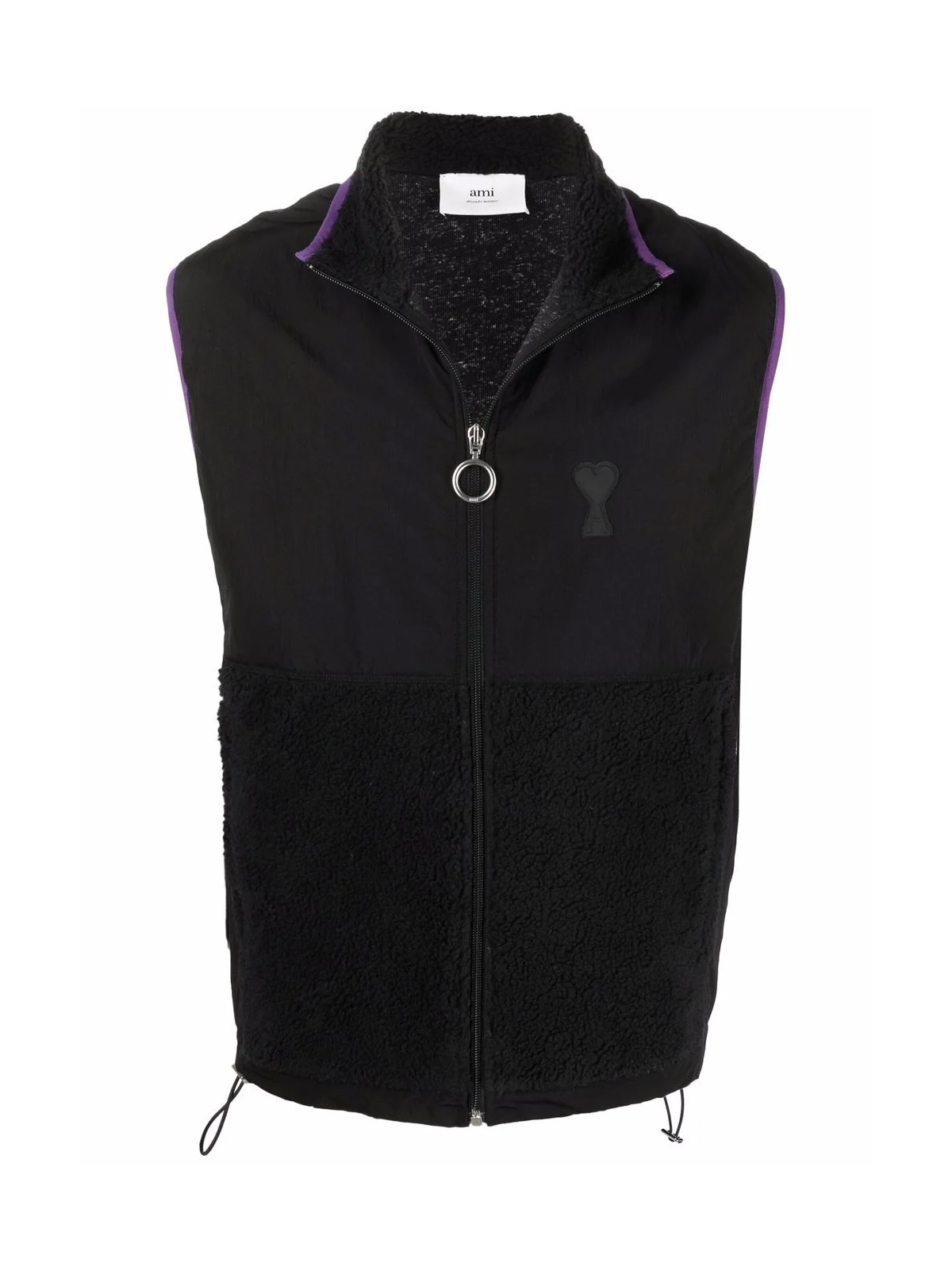 AMI Paris Black De Coeur Logo Waistcoat Vest Jacket