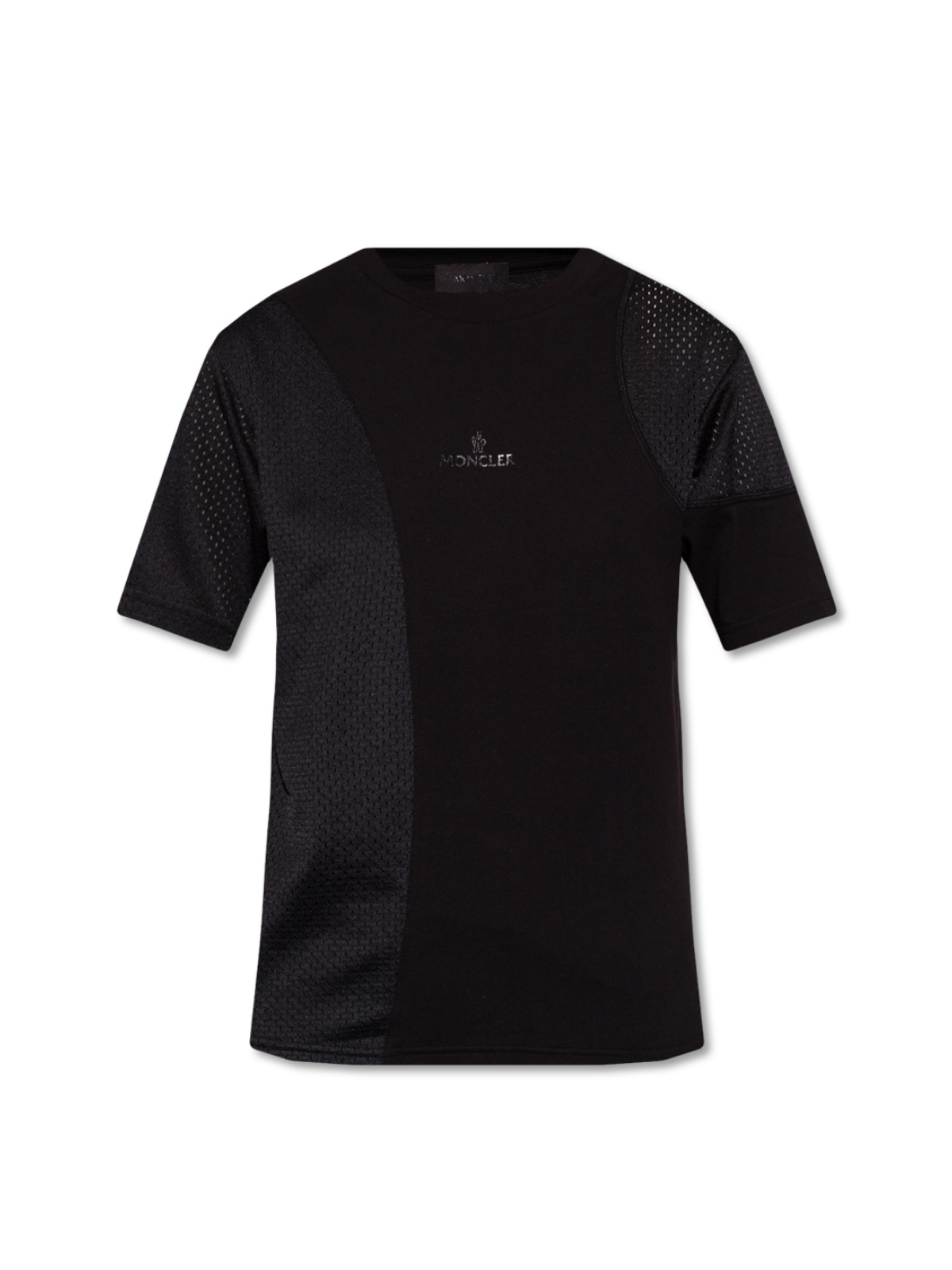 MONCLER Black Logo Mixed Media T Shirt