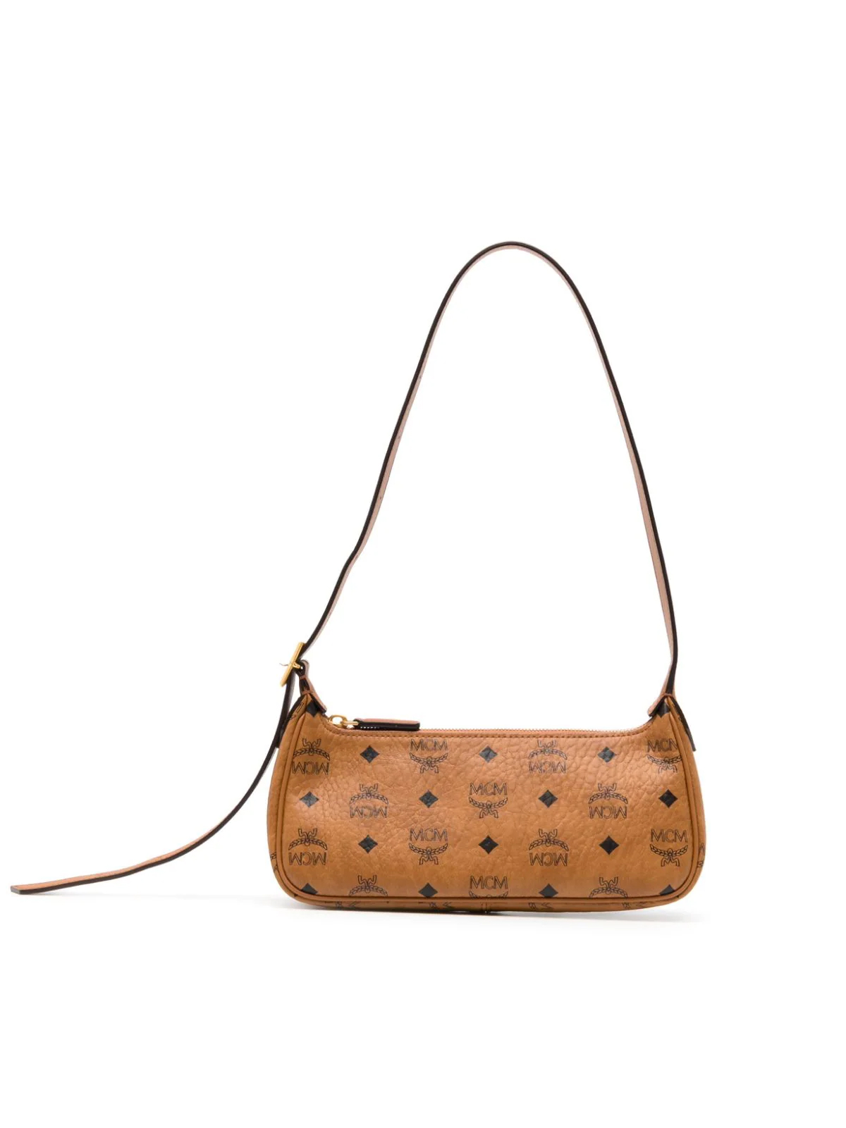 MCM Brown Aren Visetos Logo Shoulder Bag