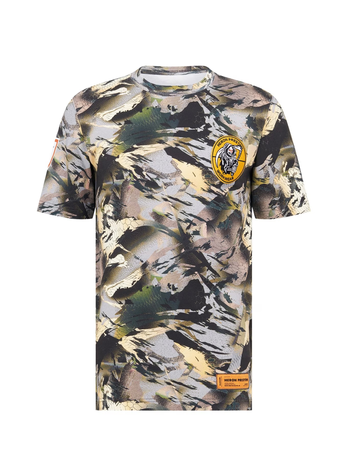 Heron Preston Camou Green and White Oversize Camo Logo T Shirt