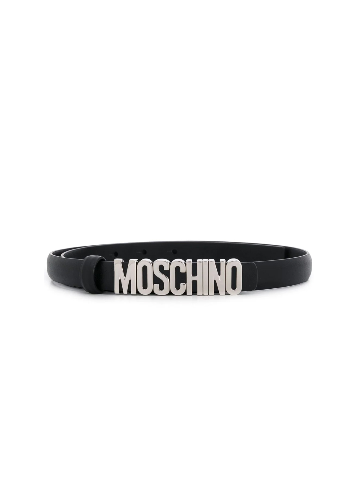 MOSCHINO 3cm Black Logo Plaque Belt