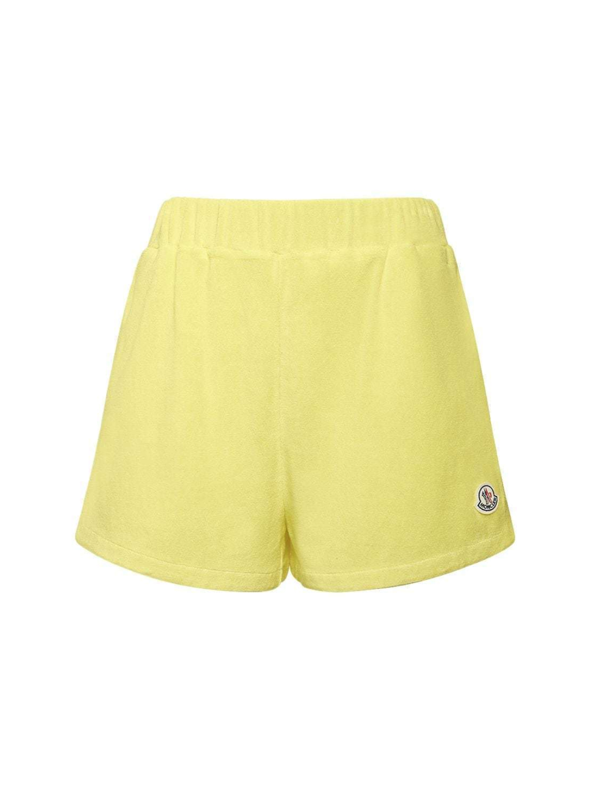 MONCLER Yellow Logo Patch Terry Shorts