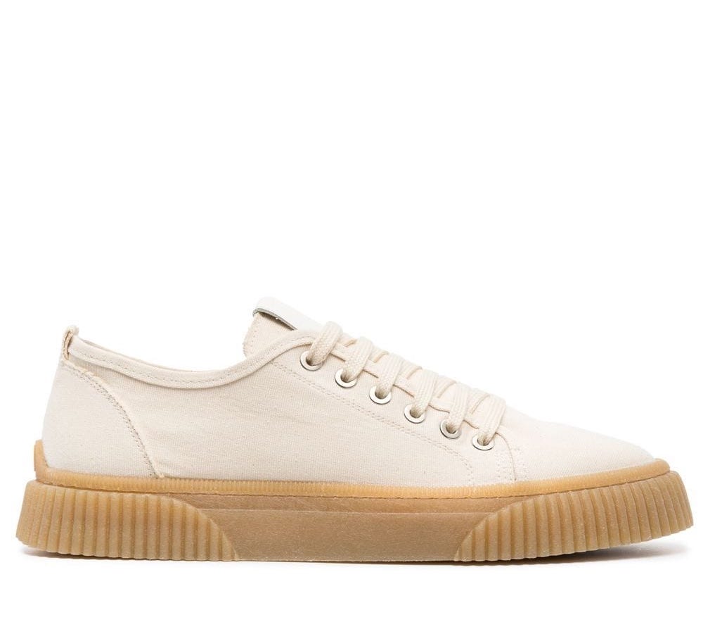 AMI Paris Off White and Beige De Coeur Low Top Sneakers