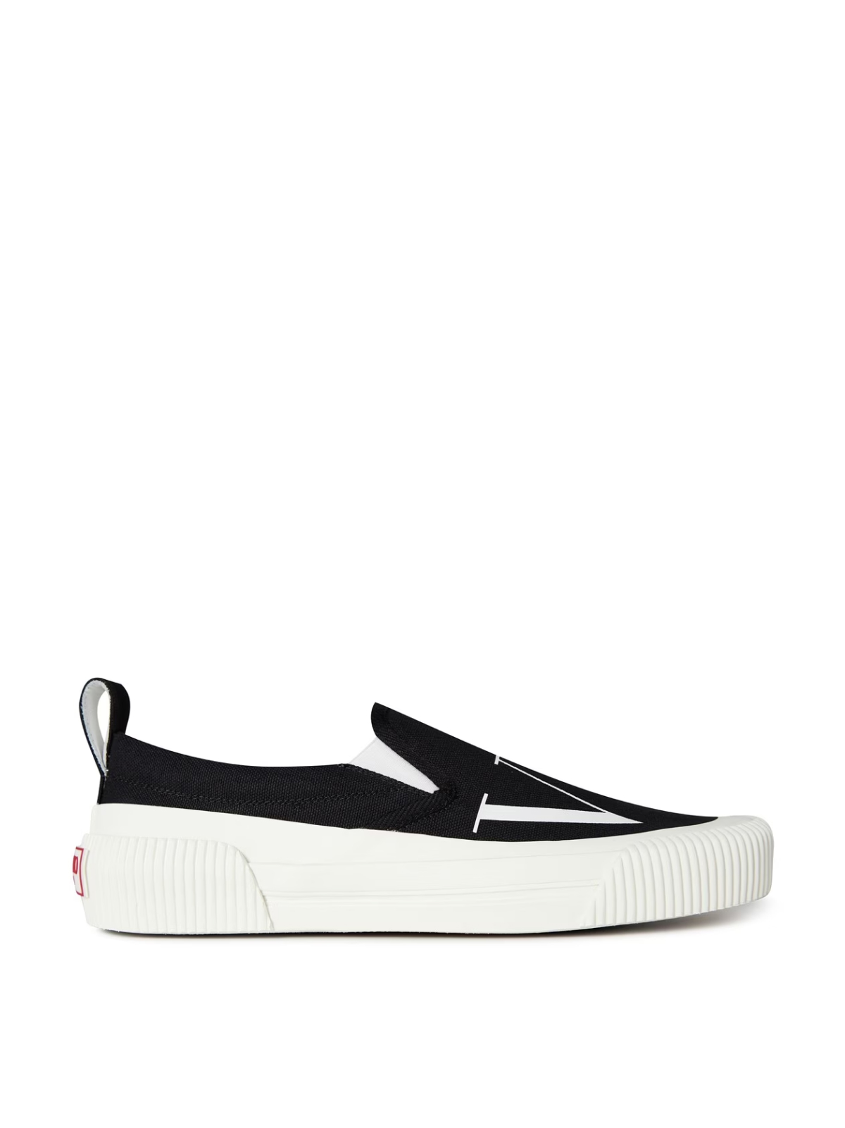 VALENTINO GARAVANI Black and White Vltn Logo Slip On Sneakers