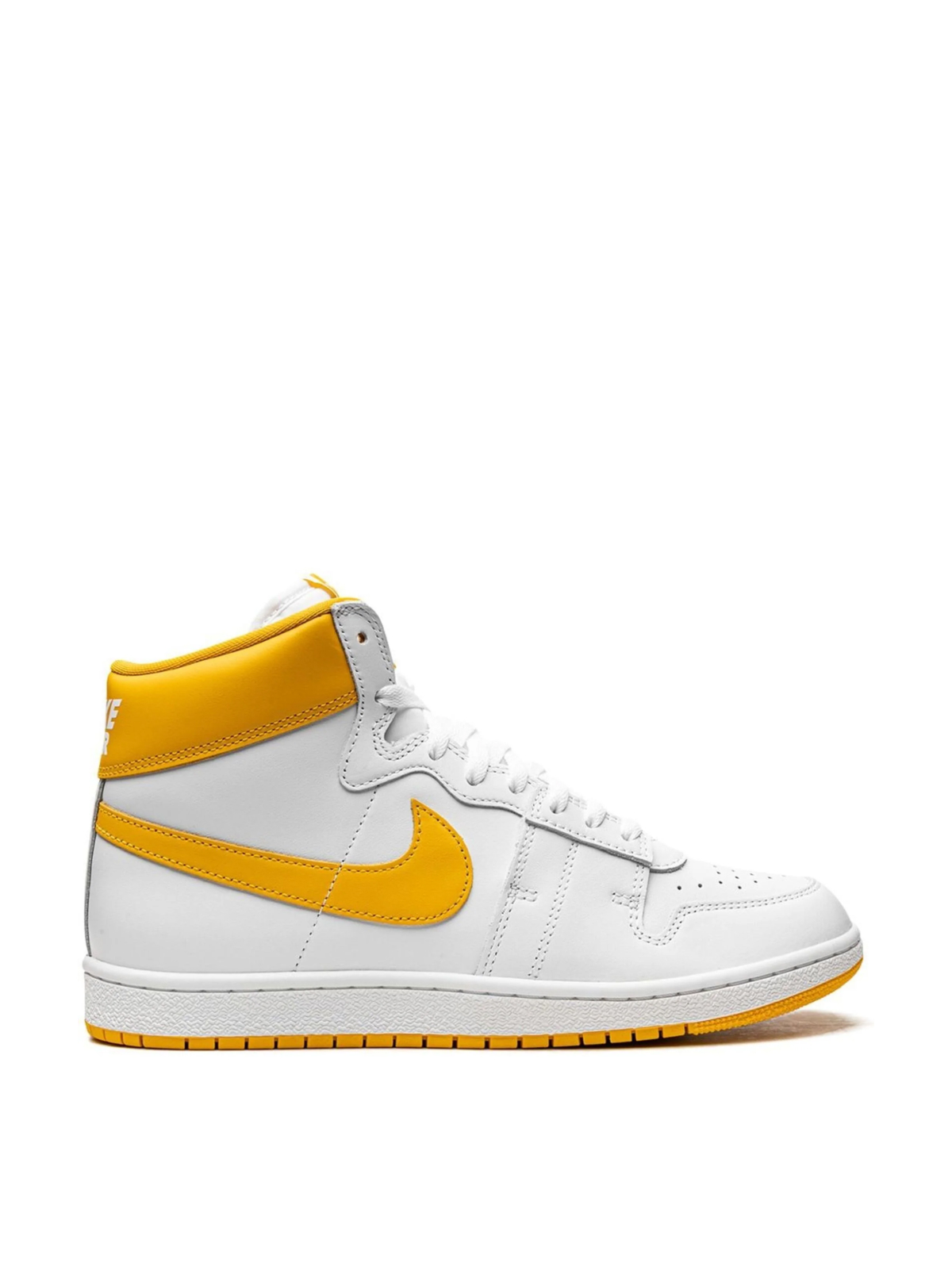 Nike White and University Gold Jordan Air Ship SP Sneakers