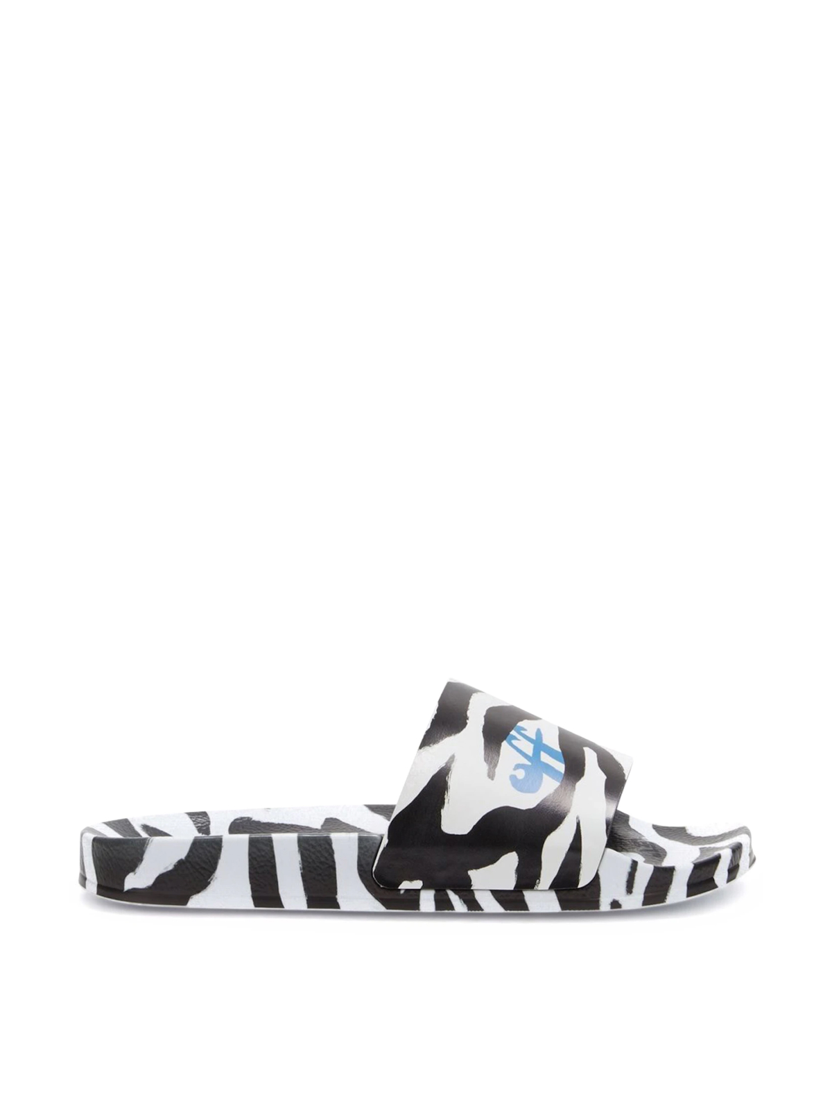 Off White Black and White Printed Logo Pool Slides Sandals