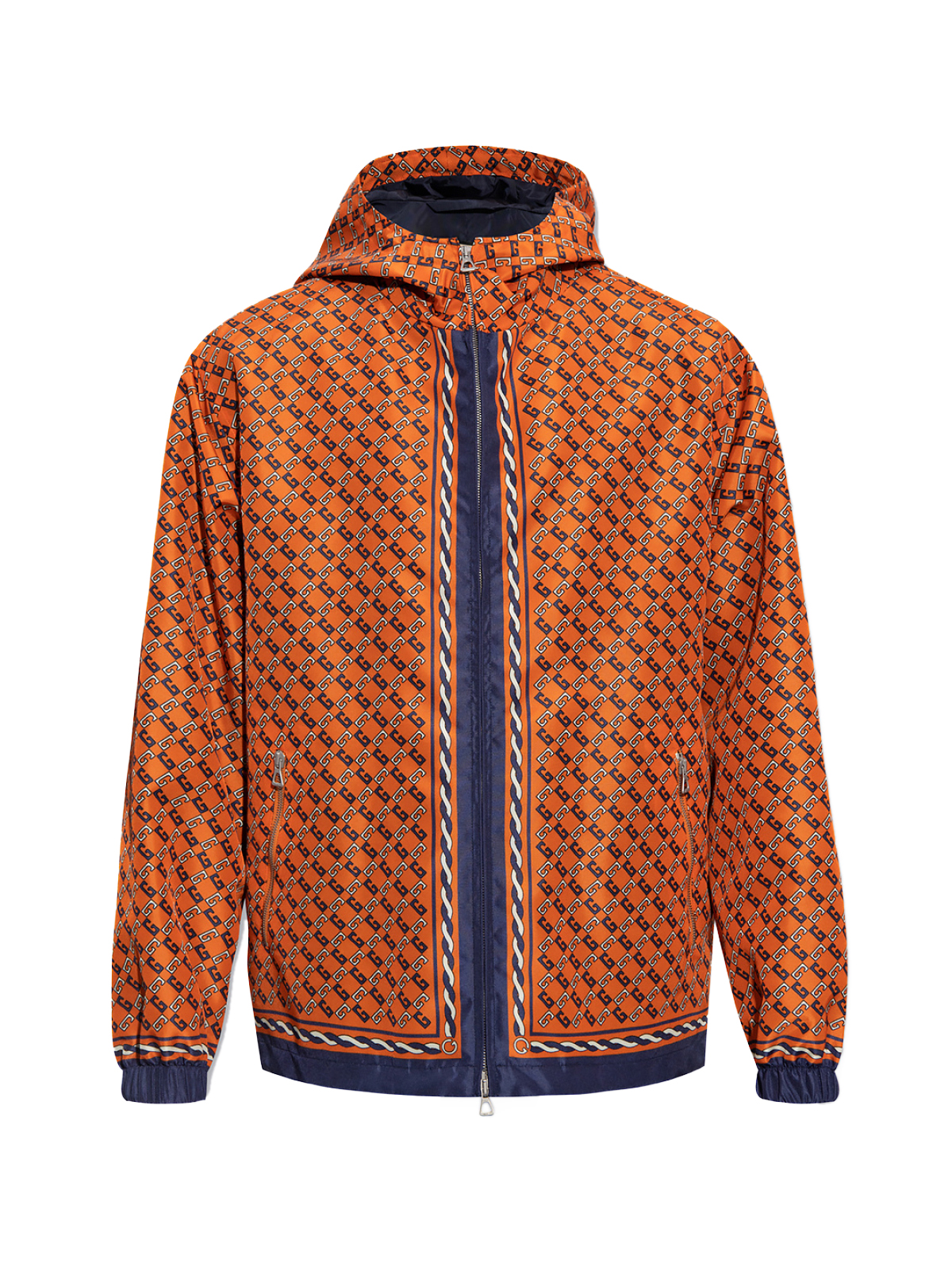 Gucci Orange and Blue Geometric Gg Monogram Printed Jacket