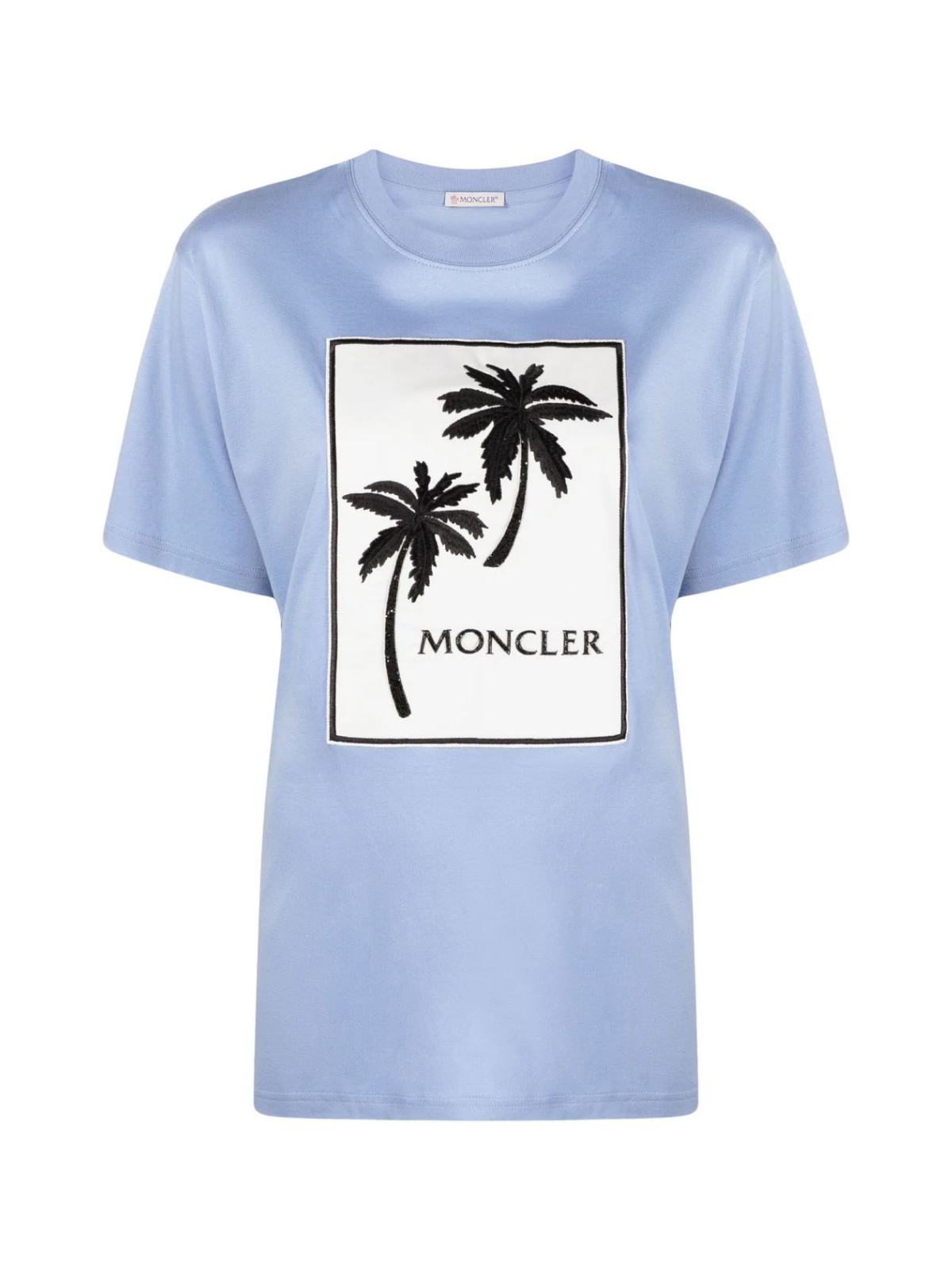 MONCLER Blue Palm Tree Logo Relaxed T Shirt