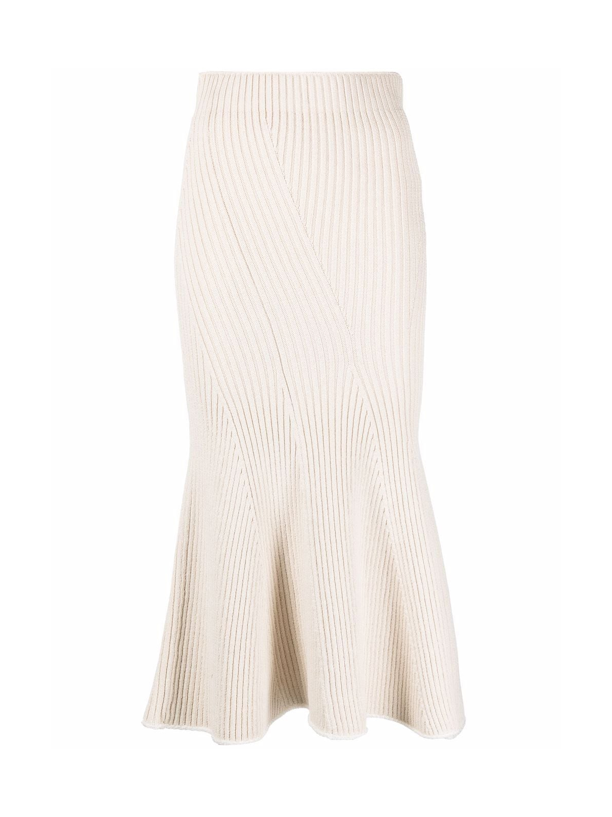 MONCLER Beige Knitted 952 Midi Tricot Skirt