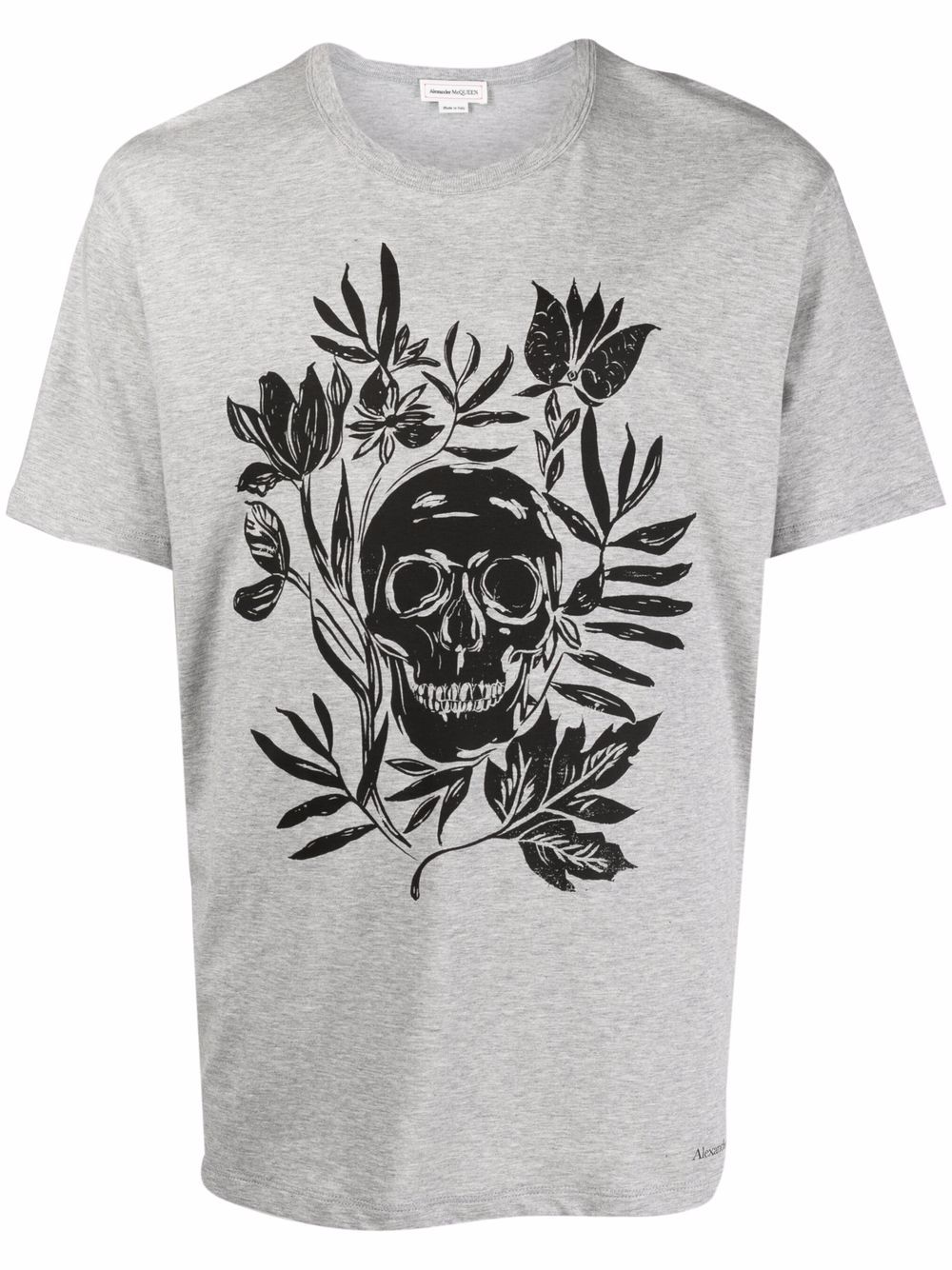 Alexander McQueen  Grey Skull Logo T Shirt