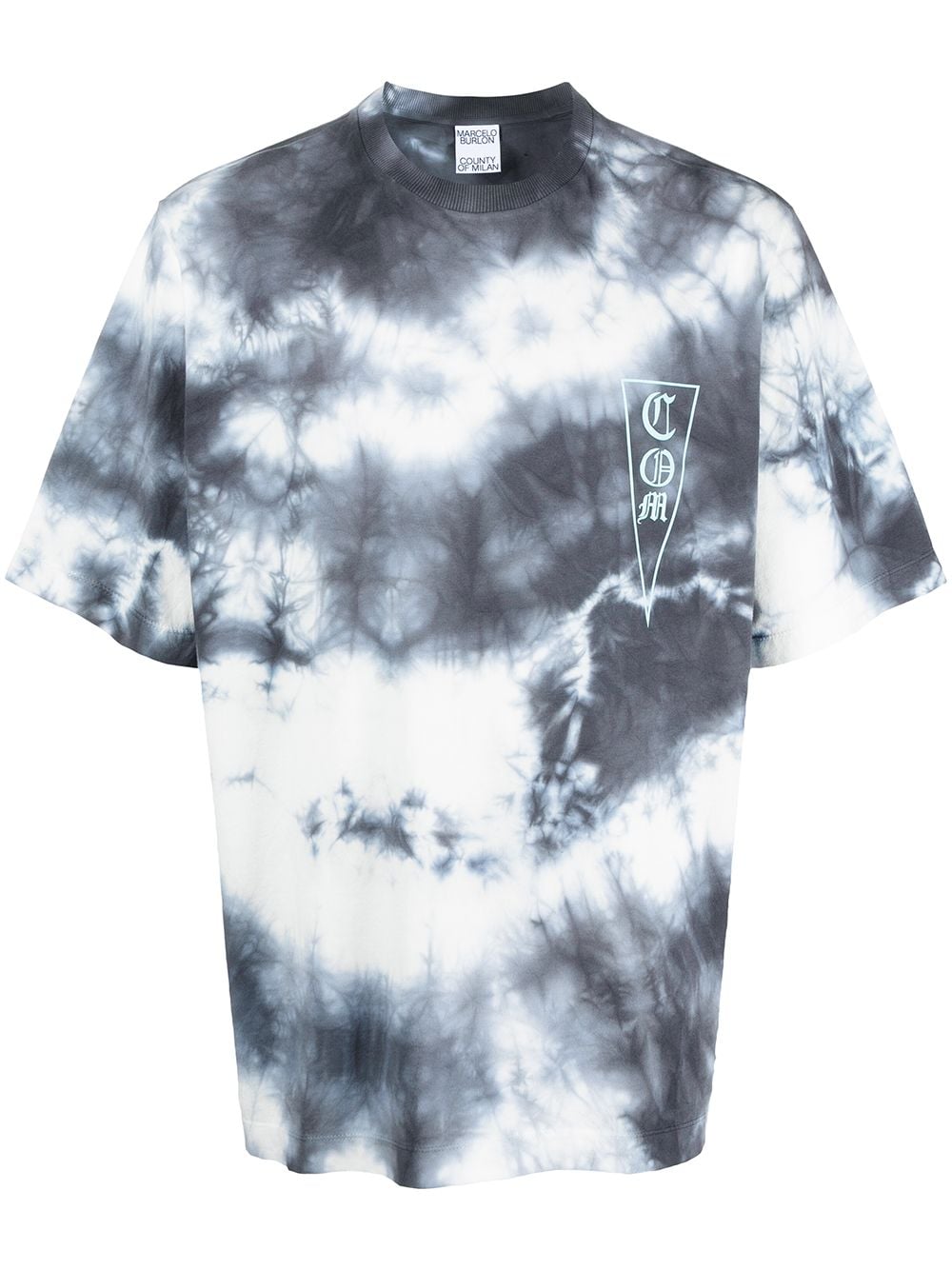 Marcelo Burlon White and Dark Blue Com Logo Tie Dye Oversize T Shirt