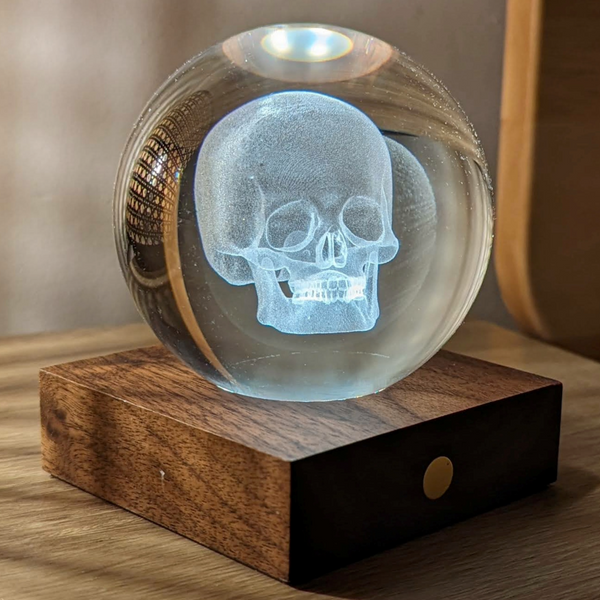 Gingko Amber Crystal Light 3d Laser Skull