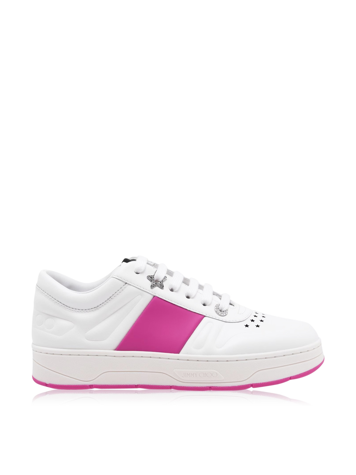 Jimmy Choo White and Fuchsia Hawaii Stars Sneakers