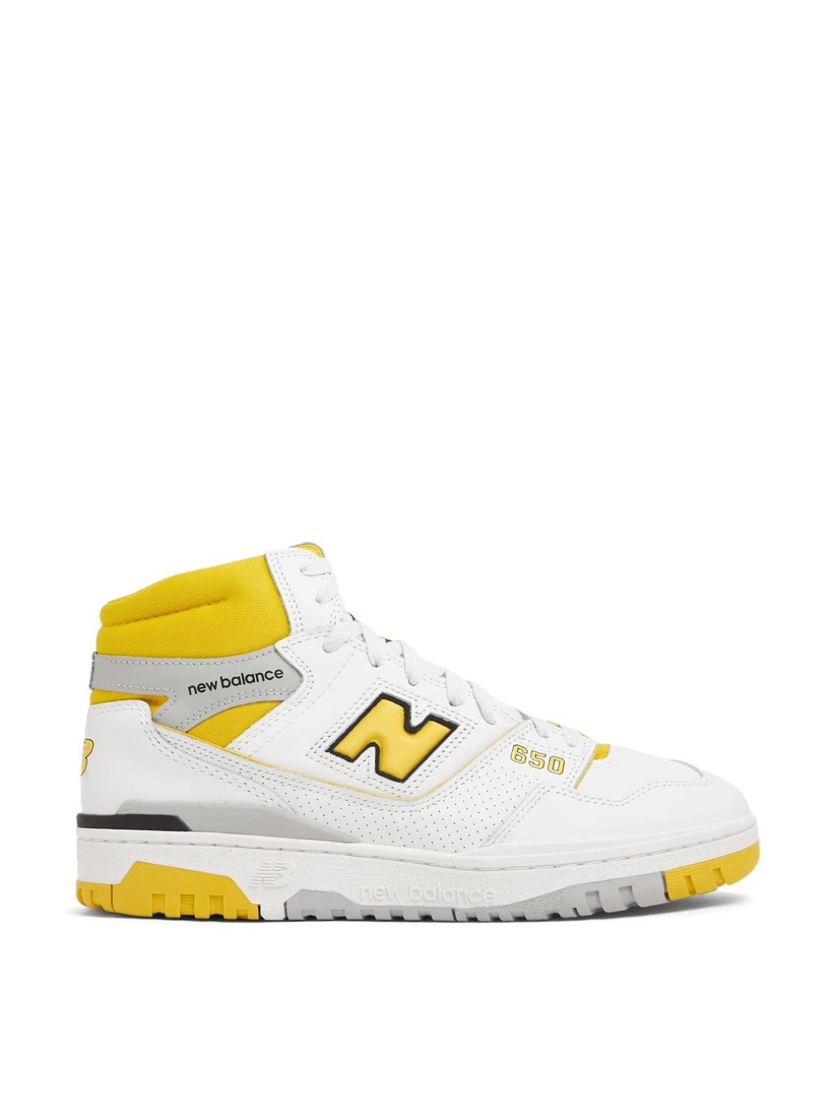 New Balance White and Yellow Bb650 High Top Sneakers