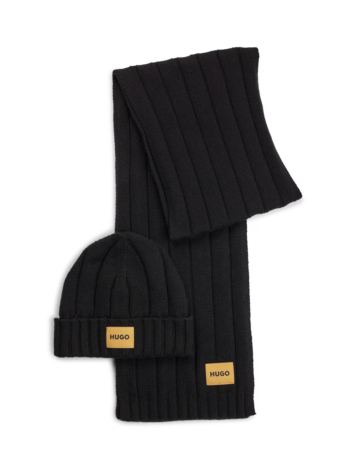 Hugo Boss Black Zanton Logo Beanie and Scarf Set