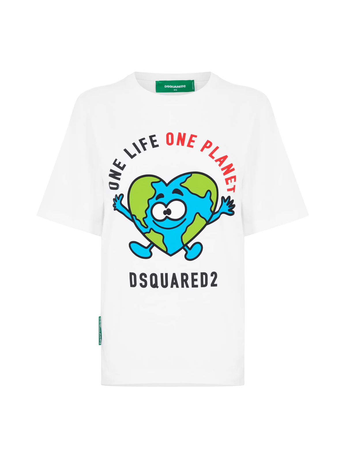 Dsquared2 White Buddy Earth Logo T Shirt