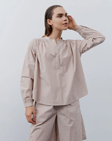 SOFIE SCHNOOR Striped Shirt In Rosy Brown