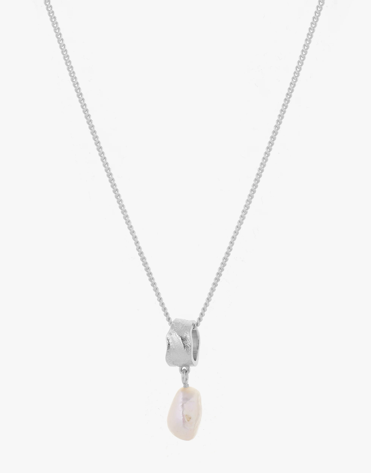 Tutti & Co Silver Freshwater Pearl Drop Necklace 