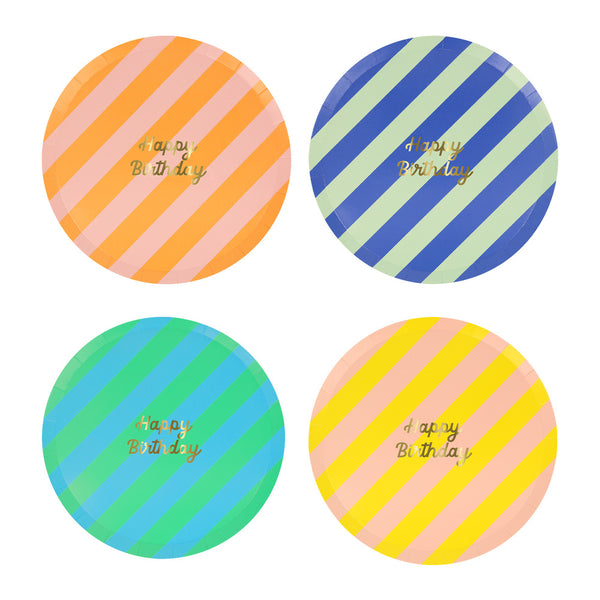 Meri Meri Striped Happy Birthday Side Plates