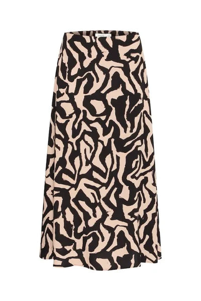 b.young Josa Midi Skirt In Black Modern Print Mix