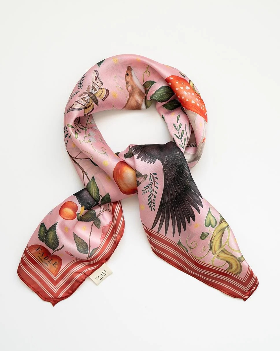 Fable England Catherine Rowe Into The Woods Square Scarf - Pink