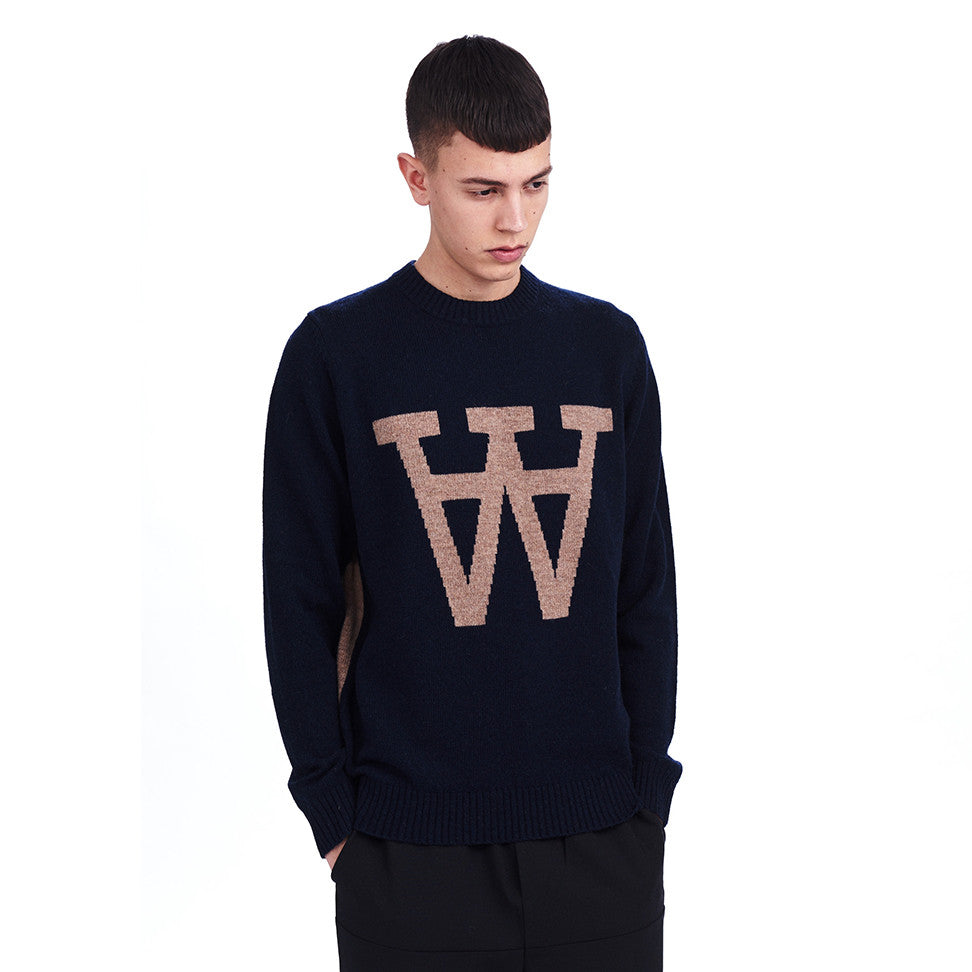 Wood Wood Dark Navy Yale Sweater 