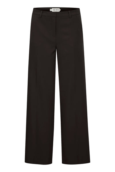 ICHI Ihlexi Black Casual Wide Leg Trousers