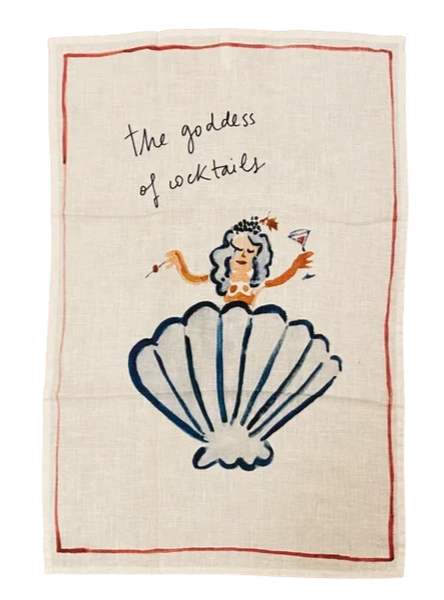 Love and honor The Goddess Of Cocktails Linen Tea Towel