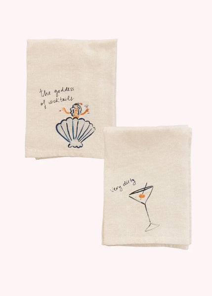 Love and honor Goddess Of Cocktails & Very Dirty Martini - Set Of 2 Linen Napkins