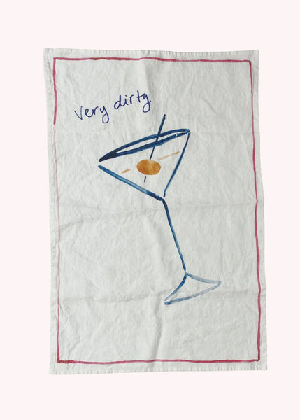 Love and honor Very Dirty Martini Linen Tea Towel