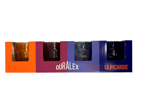 Duralex 25cl Picardie Coloured Glass Tumblers - Gift Set of 4