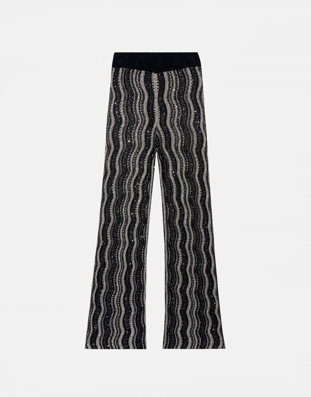 Luisa Cerano Luisa Cerano Wavy Sparkle Knitted Straight Leg Trousers Col: 001black/