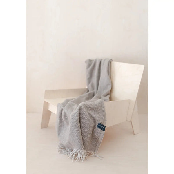 TBCo Recycled Wool Knee Blanket In Natural Herringbone