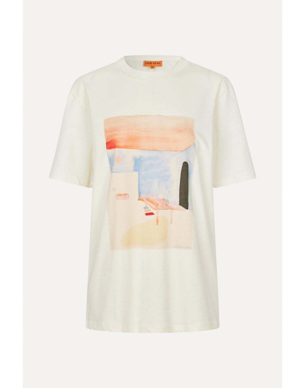 Stine Goya Stine Goya Aquarelle Showroom Graphic T-shirt Col: White Multi, Size: