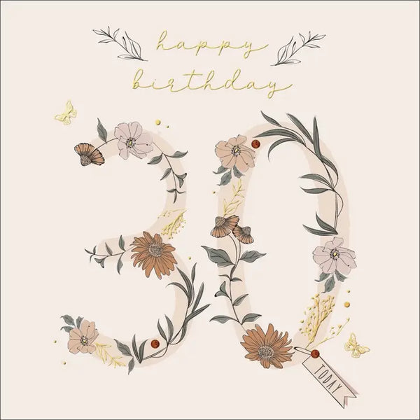 The Handcrafted Card Company 30th Birthday Greeting Card