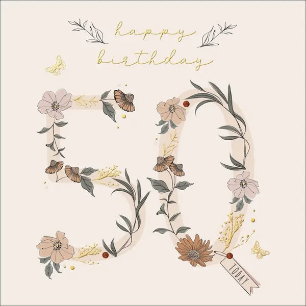 The Handcrafted Card Company 50th Birthday Greeting Card