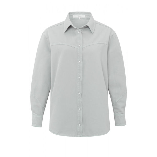 Yaya Grey Cotton Long Sleeves and Buttons Collar Shirt