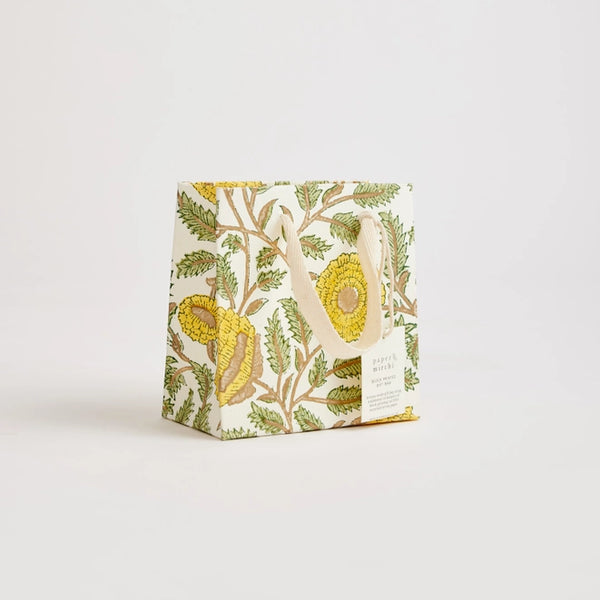 Paper Mirchi Small Marigold Glitz Sunshine Hand Block Printed Gift Bag