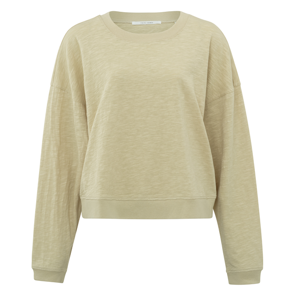 Yaya Light Green Slub Effect Crewneck Sweatshirt