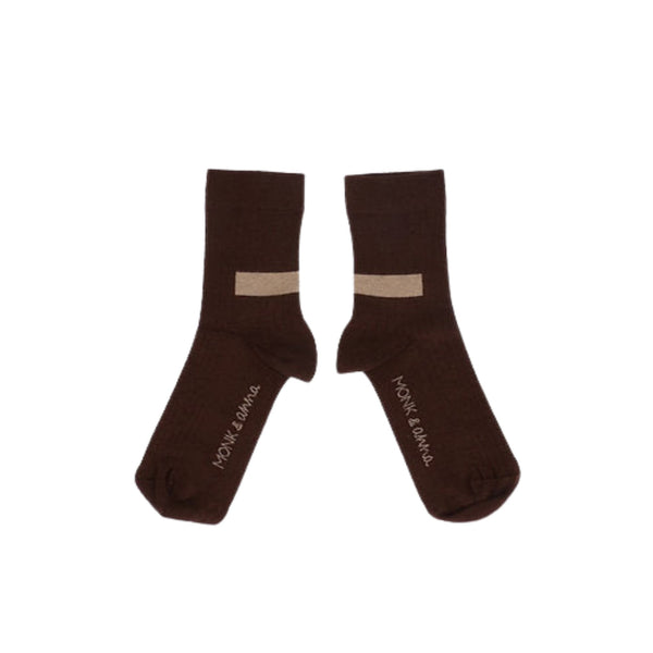 Monk & Anna Dark Brown Graphic Shape Socks