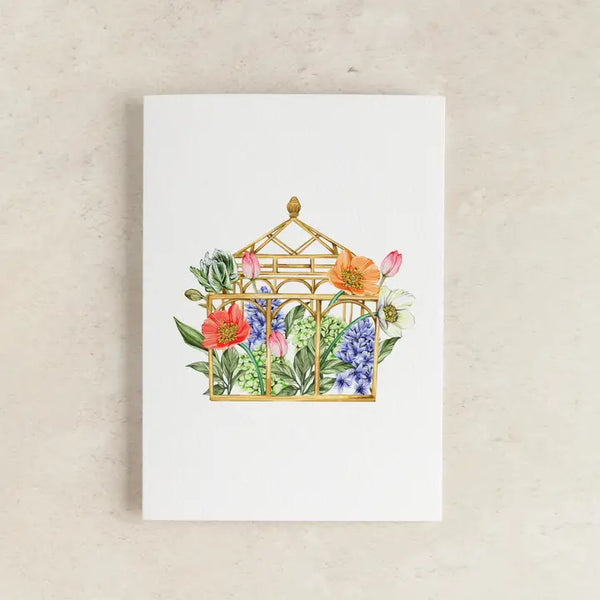 sophie brabbins A6 Floral Greenhouse Watercolour Greeting Card