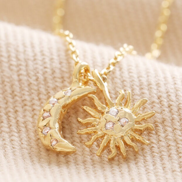 Lisa angel jewellery Gold Plated N041 Sun and Moon Charm Necklace