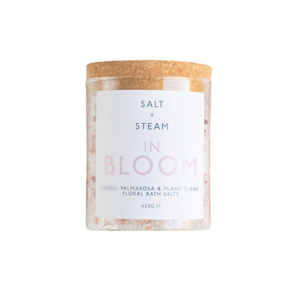 Salt + Steam 432g Rose  Neroli and Palmarosa In Bloom Bath Salts Jar