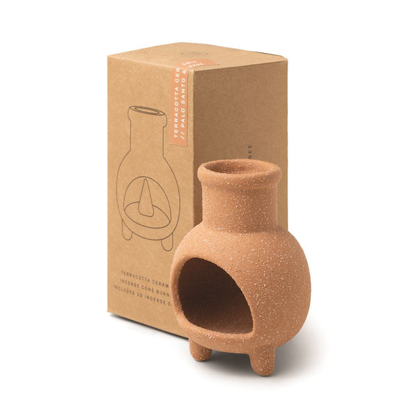 designworks collective Terracotta Chiminea Incense Holder with 20 Palo Santo and Sage Cones